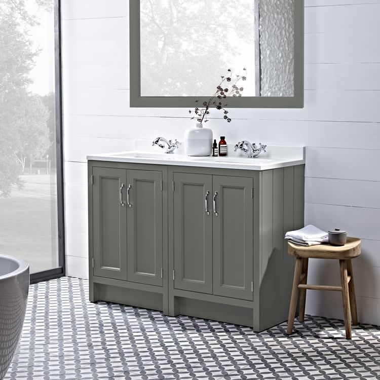 Product Lifestyle image of Roper Rhodes Hampton 1200mm Pewter Underslung Vanity Unit with Basin and Worktop