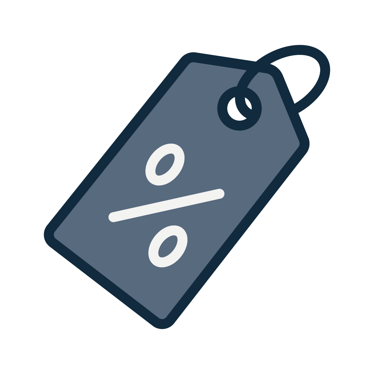icon image of a blue price tag with a white percent sign written