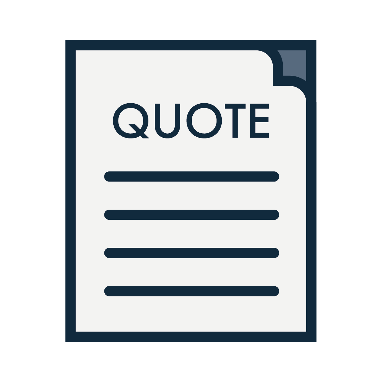 icon image of a piece of paper with quote written acrcoss top, folded corner and itemised lines written down