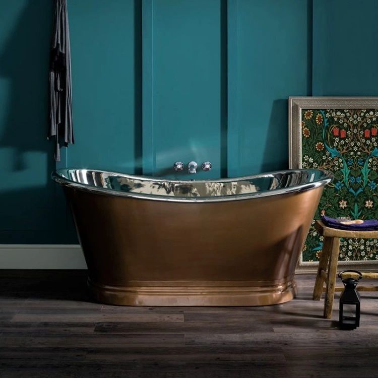 BC Designs Antique Copper & Nickel Freestanding Boat Bath - Image 1