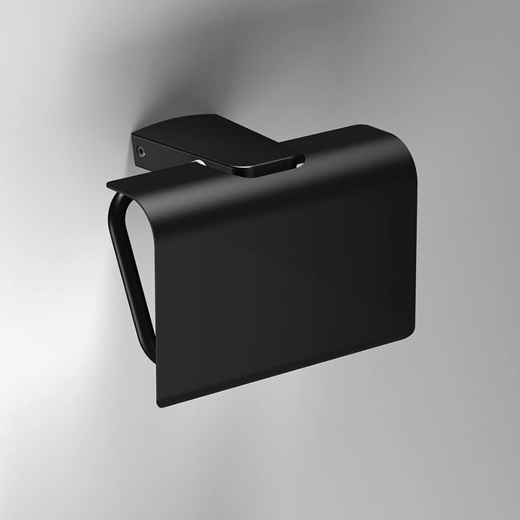 Photo of Bathroom Origins S6 Black Toilet Roll Holder with Flap