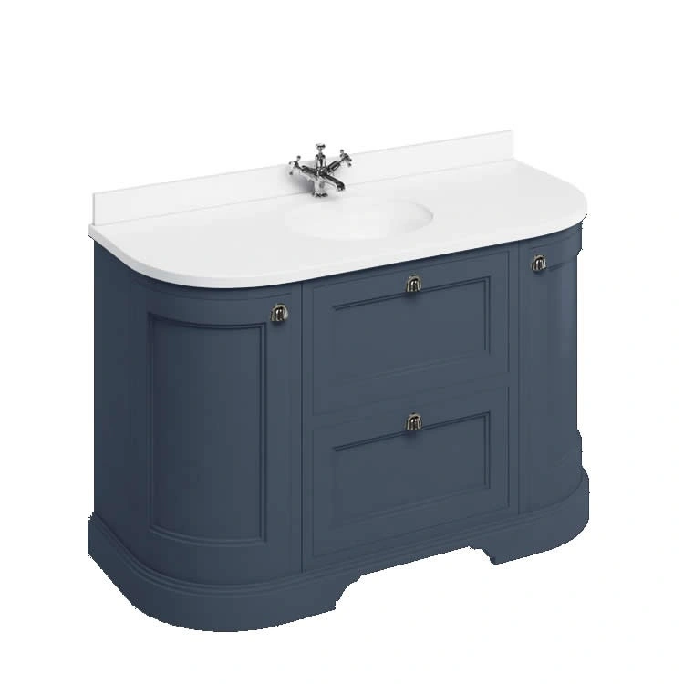Burlington Blue 1340mm Curved Freestanding Vanity Unit With Drawers