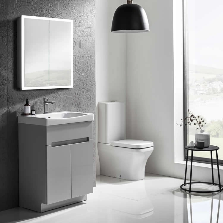 Roper Rhodes Diverge Gloss Light Grey 600mm Freestanding Vanity Unit Sanctuary Bathrooms - Light Grey Bathroom Vanity Unit