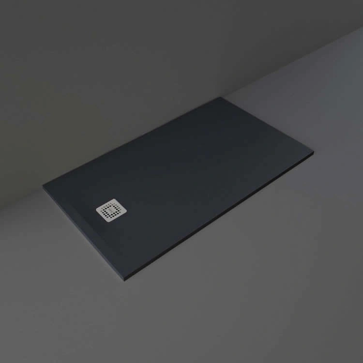 RAK Feeling Matt Black 1600 x 800mm Rectangle Shower Tray & Waste Sanctuary Bathrooms