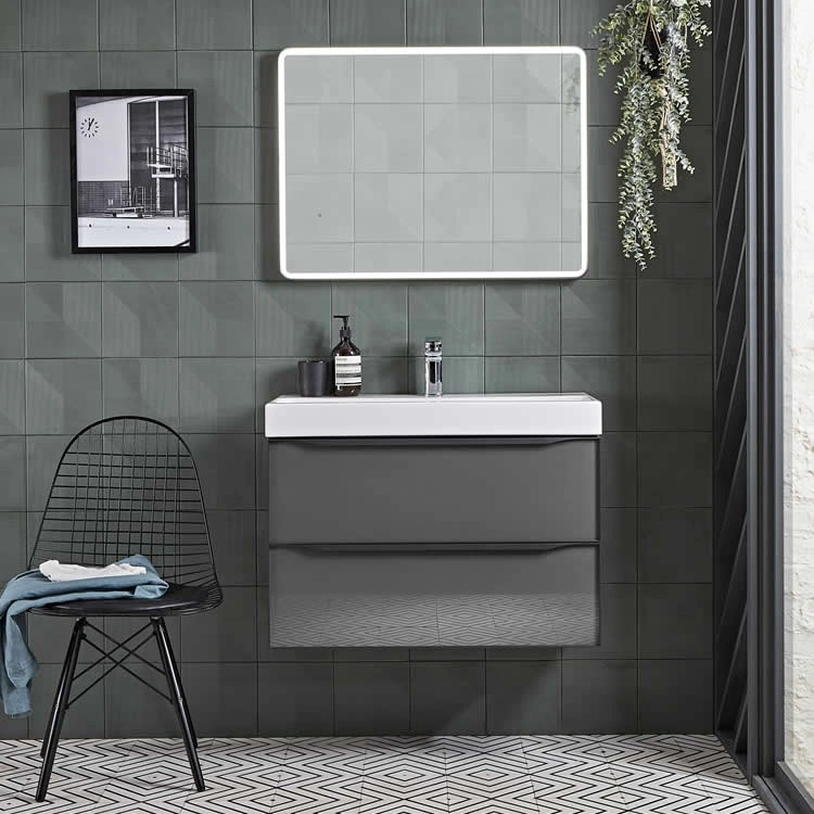 Dark Clay Wall Mounted Vanity Unit, Anthracite Wall Hung Vanity Unit 800mm