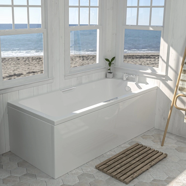 Cube 1600mm x 700mm Bathroom Bath White Acrylic Single Ended Straight Bath 