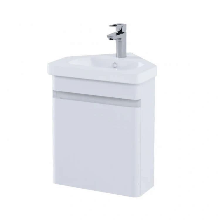 Rak Resort Matt White 450mm Corner, Bathroom Corner 400mm Basin Cabinet Vanity Unit