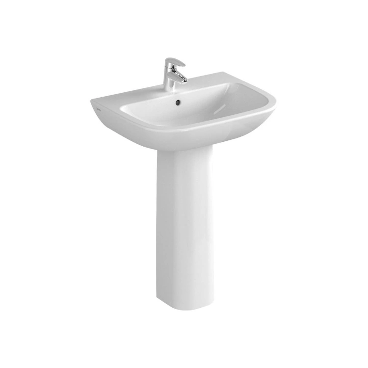 Vitra S20 600mm Washbasin With Pedestal Sanctuary Bathrooms - Bathroom Sink Tap Hole Size