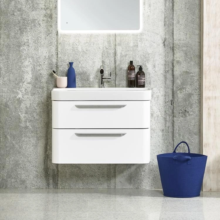 Roper Rhodes System 800mm Gloss White Wall Mounted Vanity Unit and Basin - Image 1