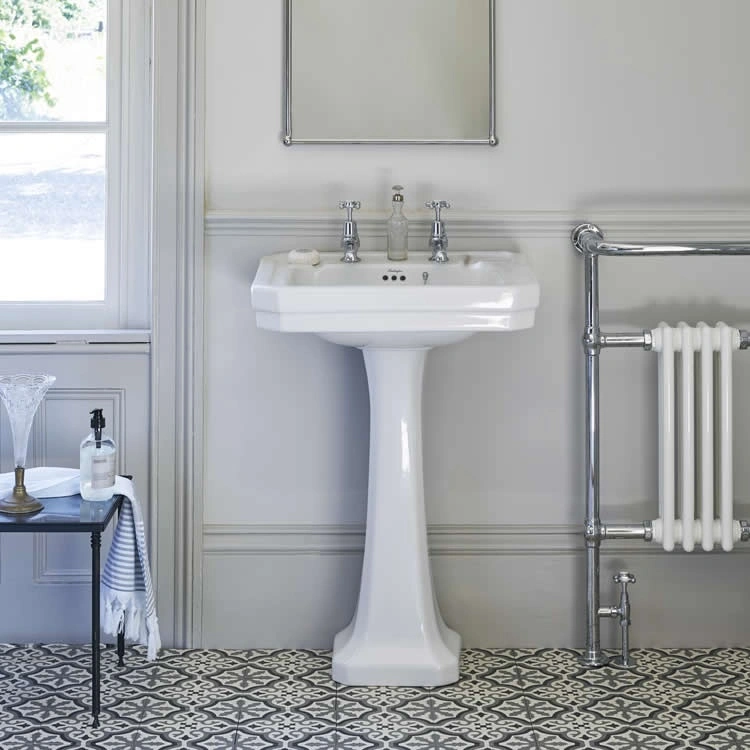 Burlington Victorian 560mm Basin, Pedestal Center Bathroom Sink Vanity Unit