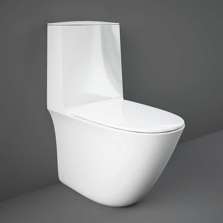 Close up product image of RAK Sensation Rimless Touchless Flush Close Coupled Toilet, Cistern and Seat