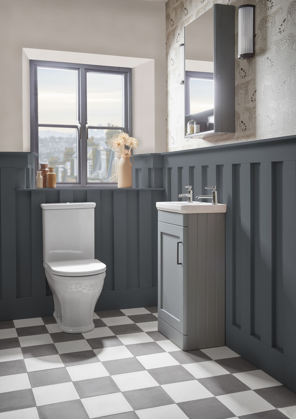 Product Lifestyle image of Roper Rhodes Marston Cloakroom Spruce with Lucia Black Handle