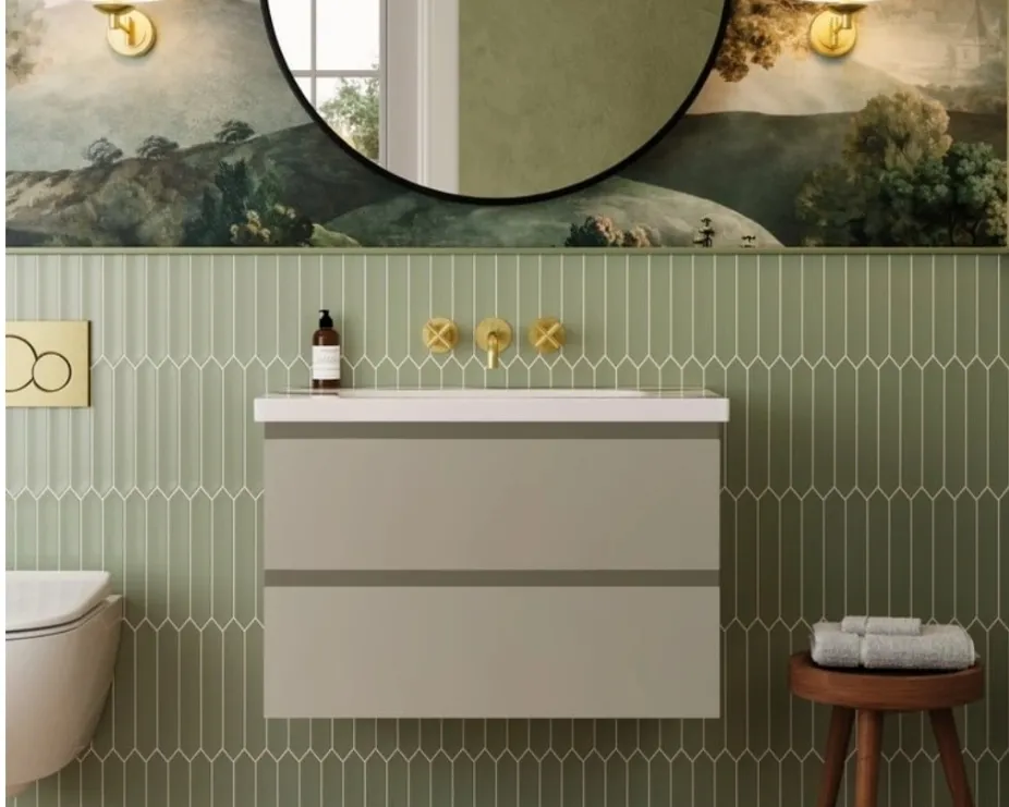 image of matt finished two drawer vanity unit in bathroom