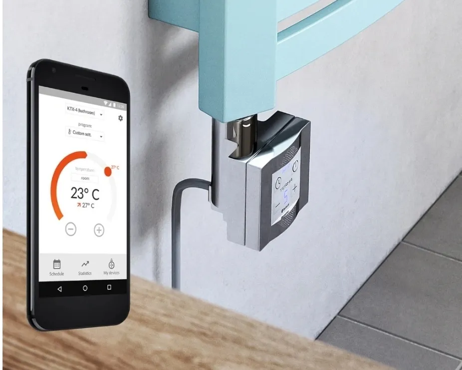 image of terma thermostatic shower valve that can be controlled by app on phones