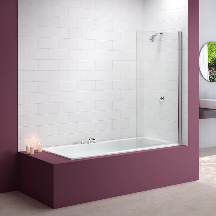 Lifestyle image of a built in bath surrounded by pink walls