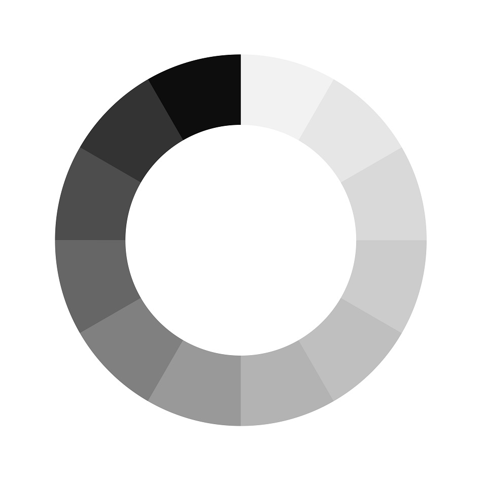 Cut out image of a black and white colour wheel