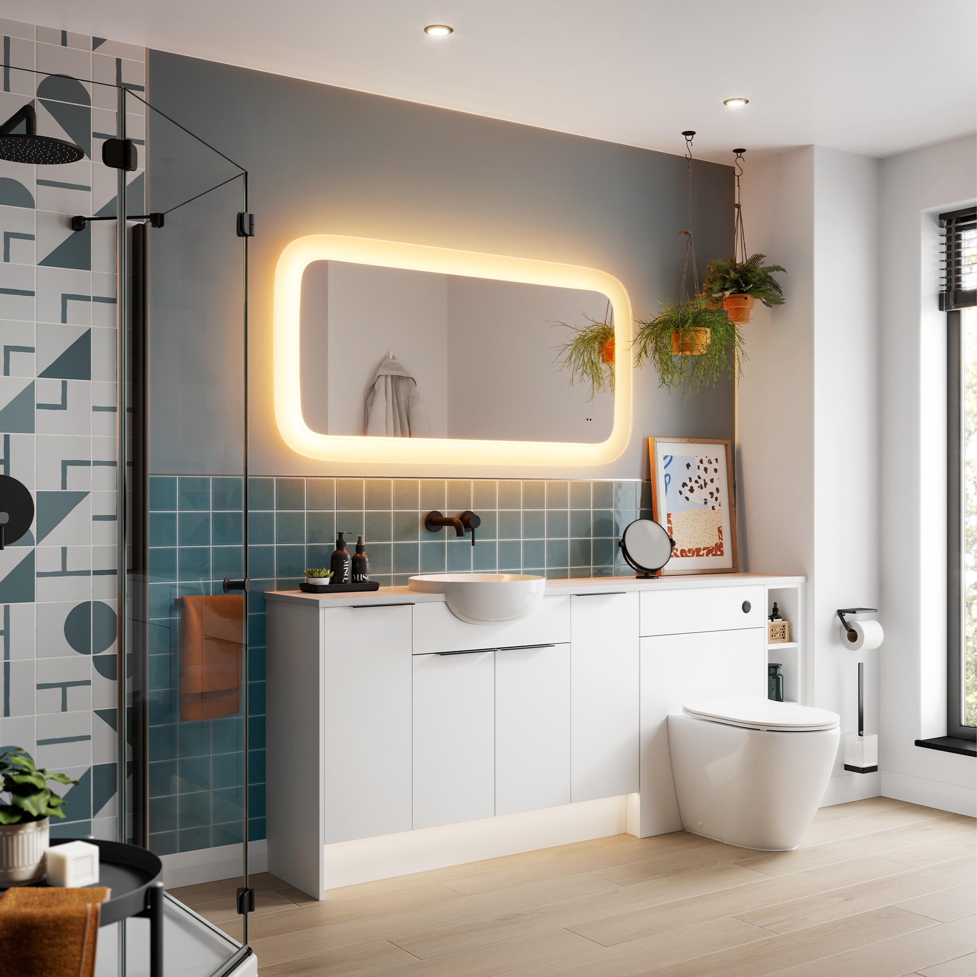 hib cassini curve mirror warm white lighting