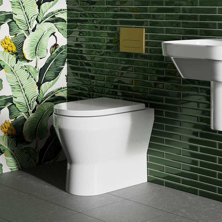 Product Lifestyle image of Britton Bathrooms Curve2 Rimless Back to Wall Toilet and Seat