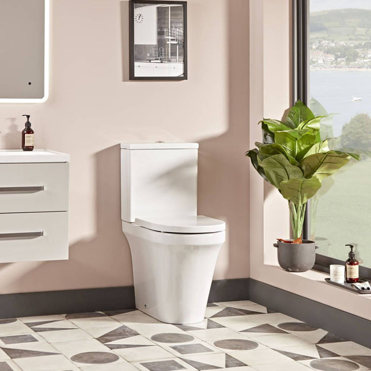 Product Lifestyle image of Tavistock Aerial Comfort Height Rimless Closed Back Toilet, Cistern and Soft Close Seat
