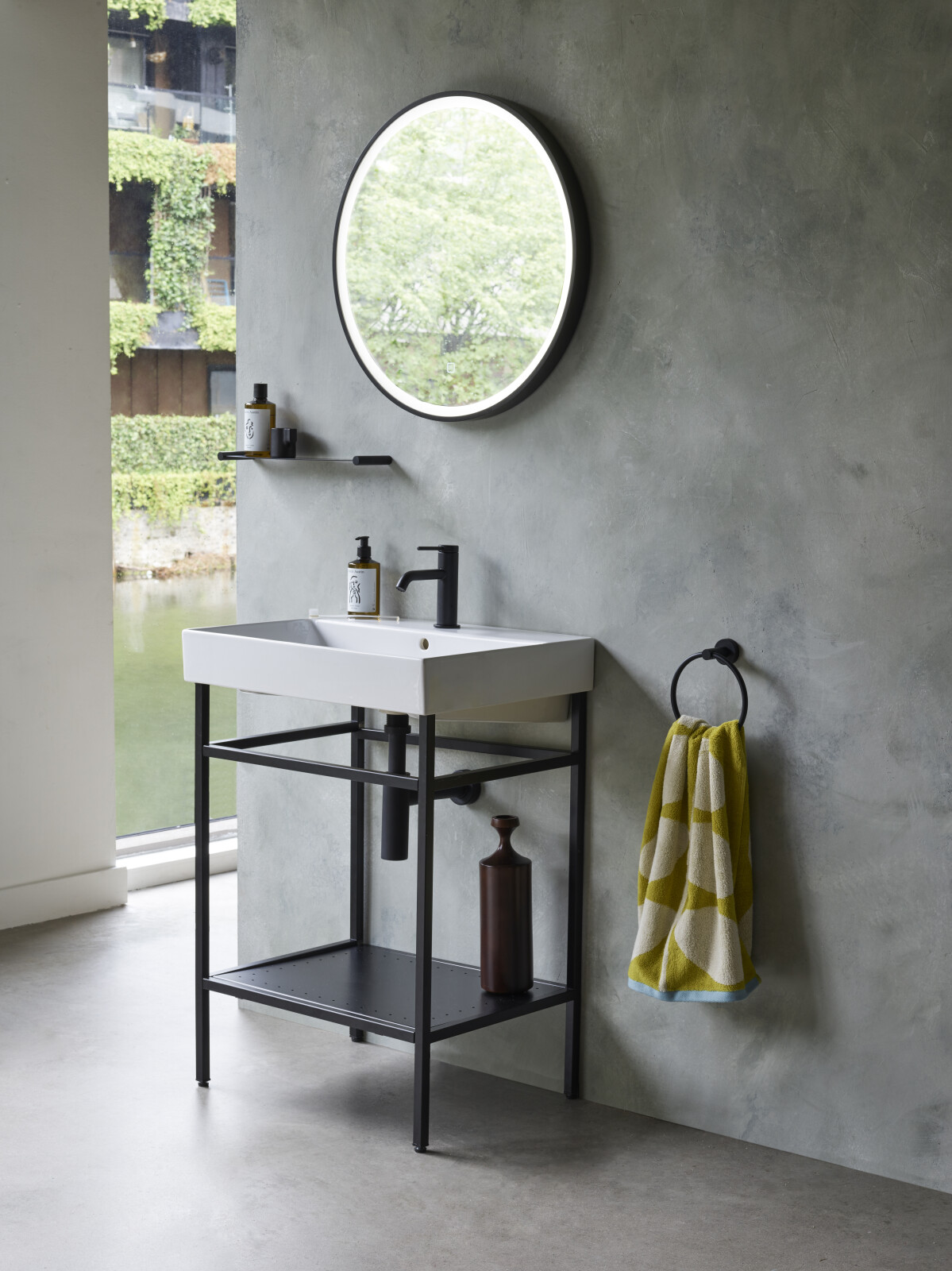 Product Lifestyle image of the Britton Bathrooms Shoreditch Frame 600mm Furniture Stand and Basin