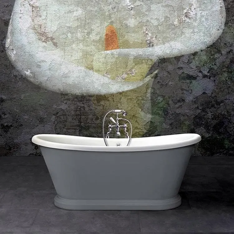 image of bc designs grey coloured boat bath with white interior
