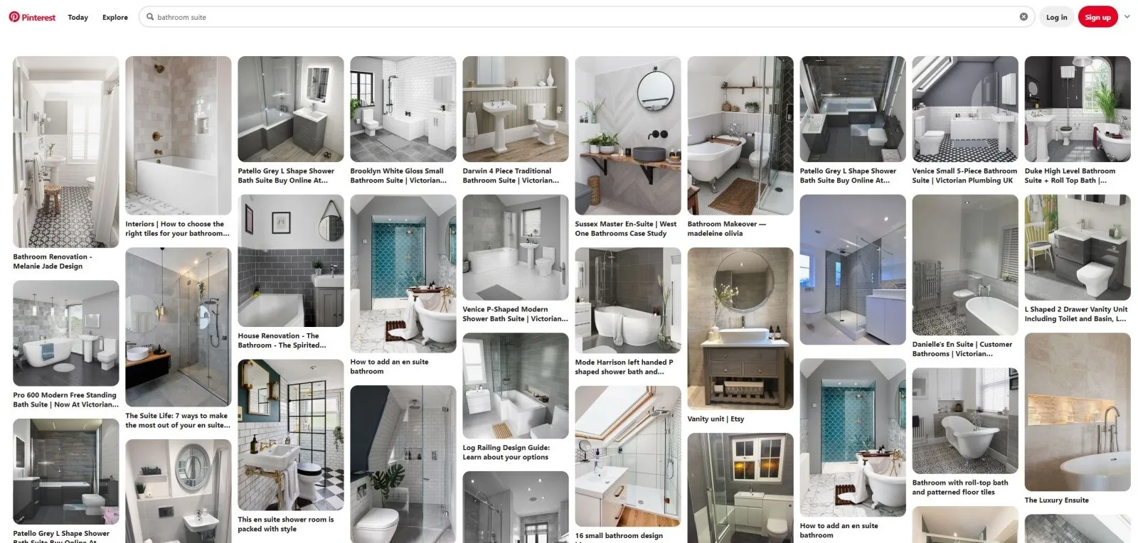 Screenshot of images from Pinterest with the tag 