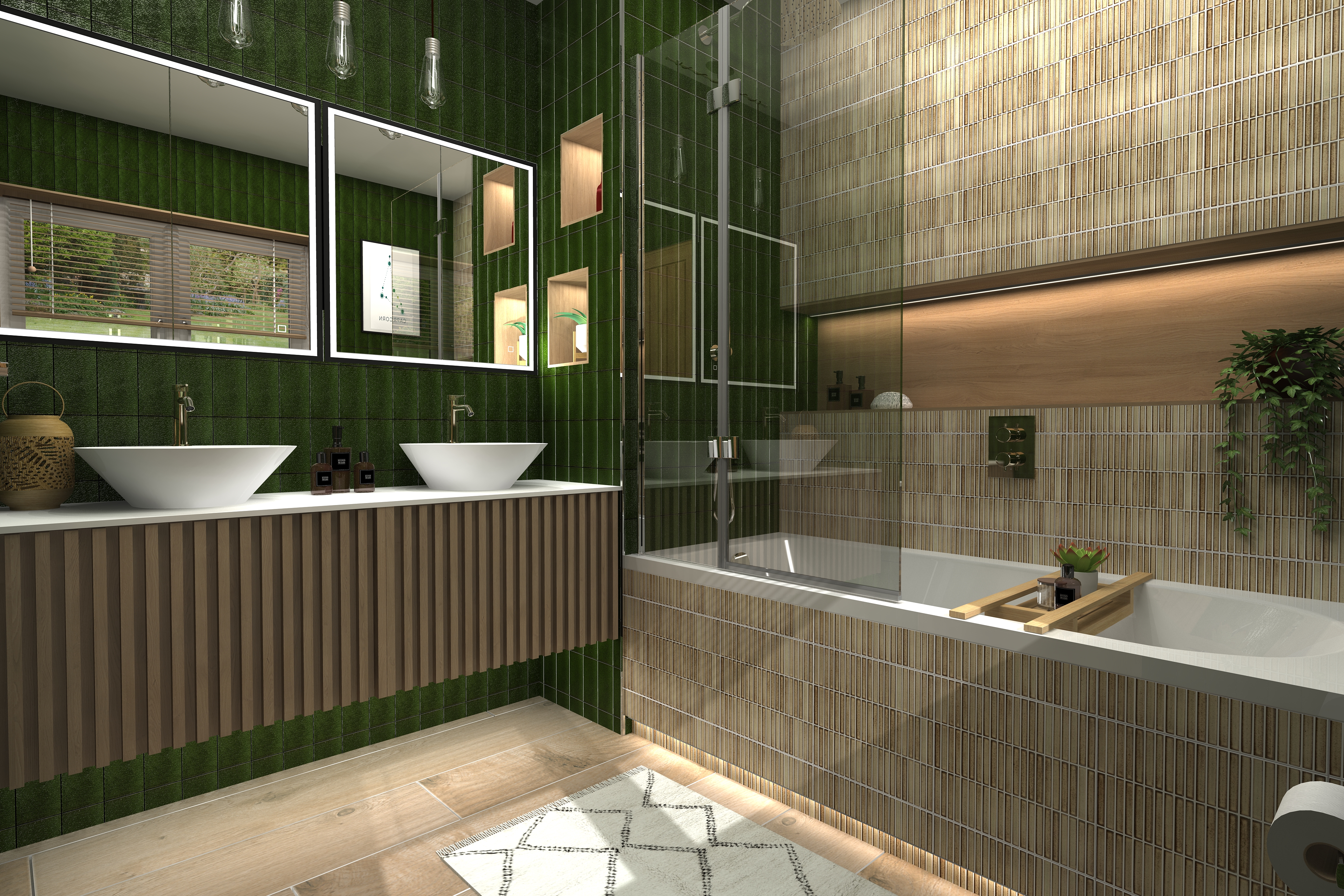 Low angle digital lifestyle image of the Capricorn inspired bathroom