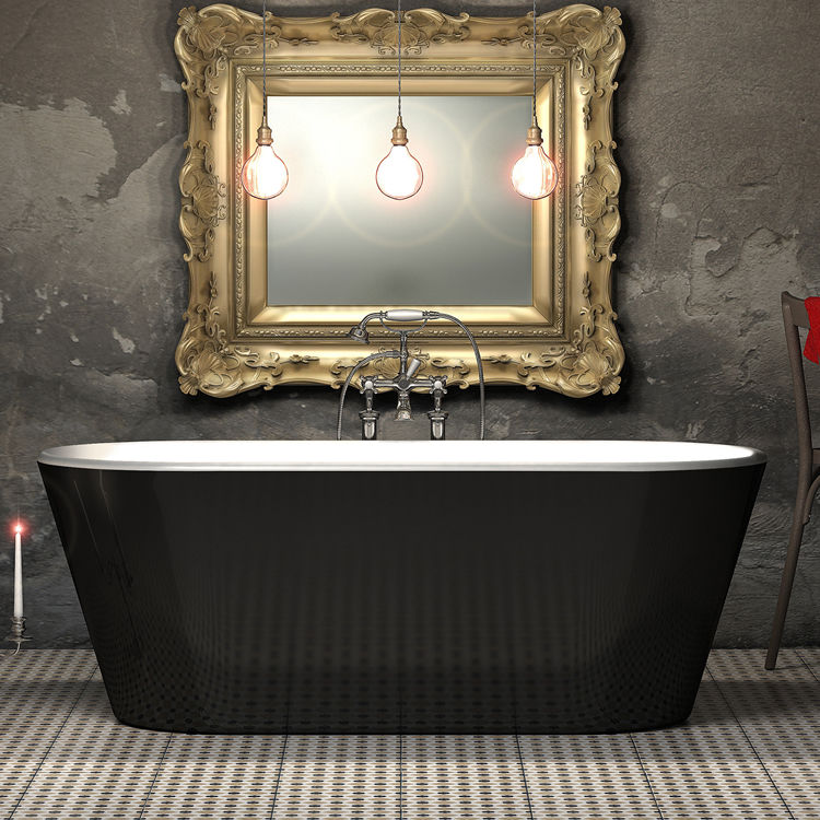 Product Lifestyle image of Charlotte Edwards Grosvenor Gloss Black 1650mm Freestanding Bath