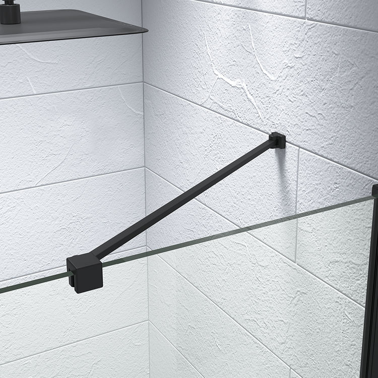 Close up product lifestyle image of Kudos Ultimate 2 Wetroom Screen in Matt Black