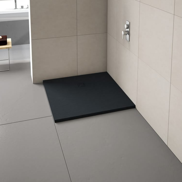 Digital image of a black square shower tray
