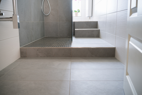 Lifestyle image of ceramic bathroom flooring