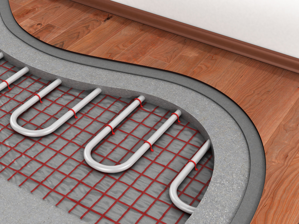 Close up image of the inner workings of an underfloor heating mat