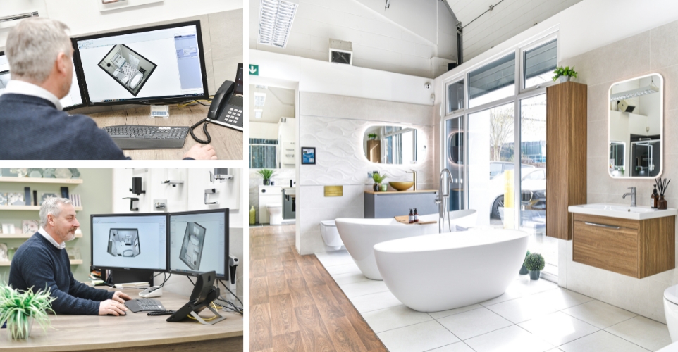 collage of the Sanctuary Bathrooms showroom