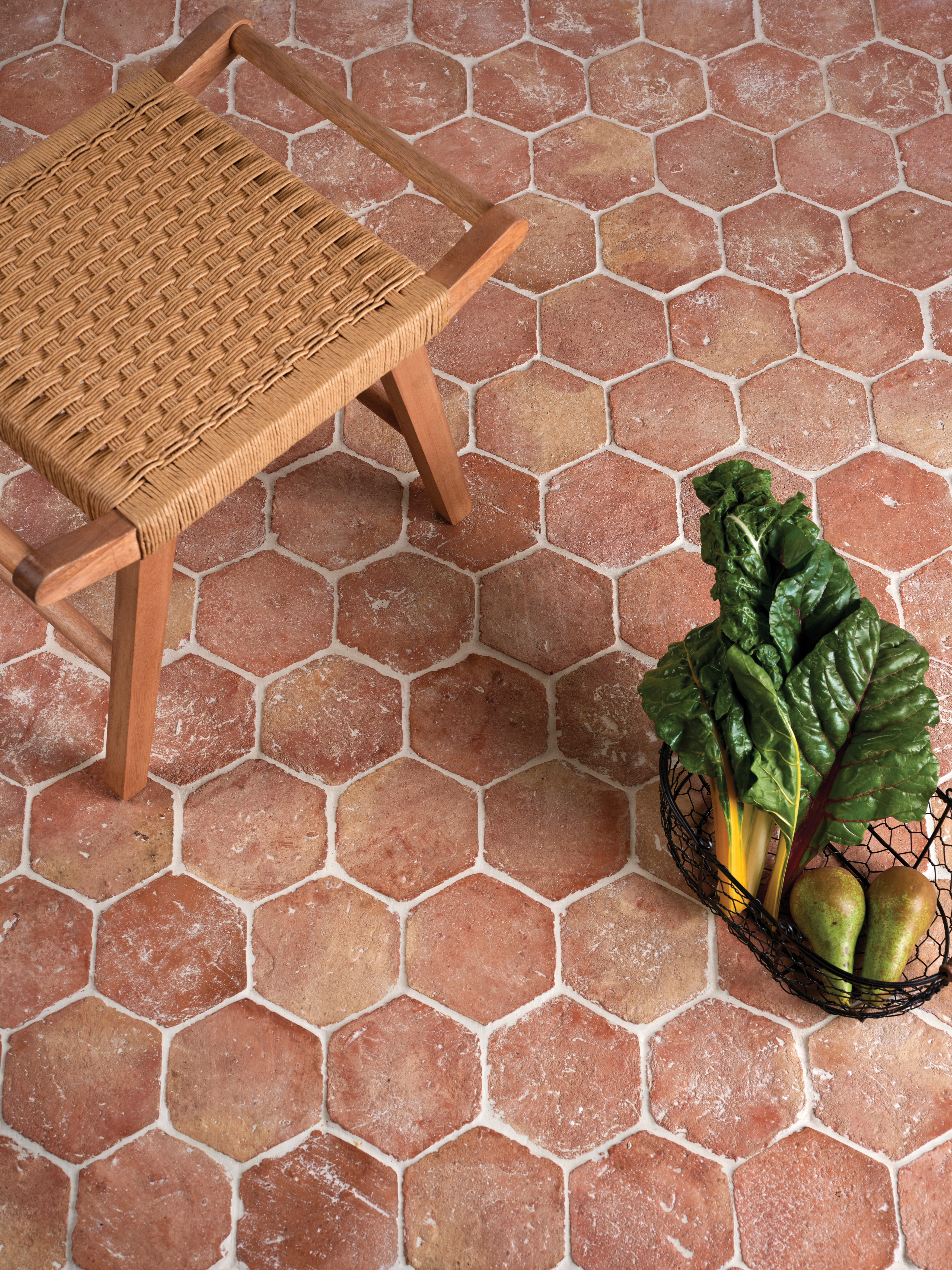 image of ca pietra marlborough terracotta handmade hexagon tiles