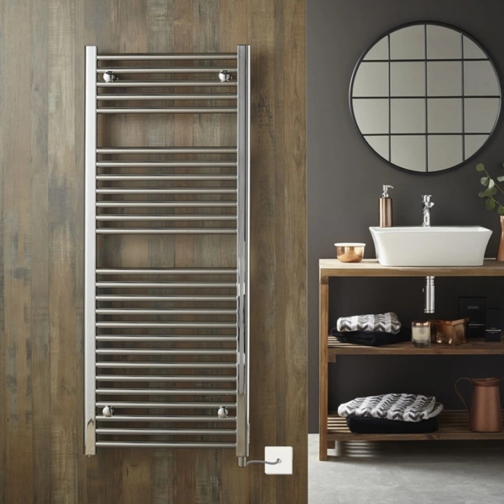 Lifestyle image of the Velaro Elan Straight 821mm x 400mm Electric Towel Rail