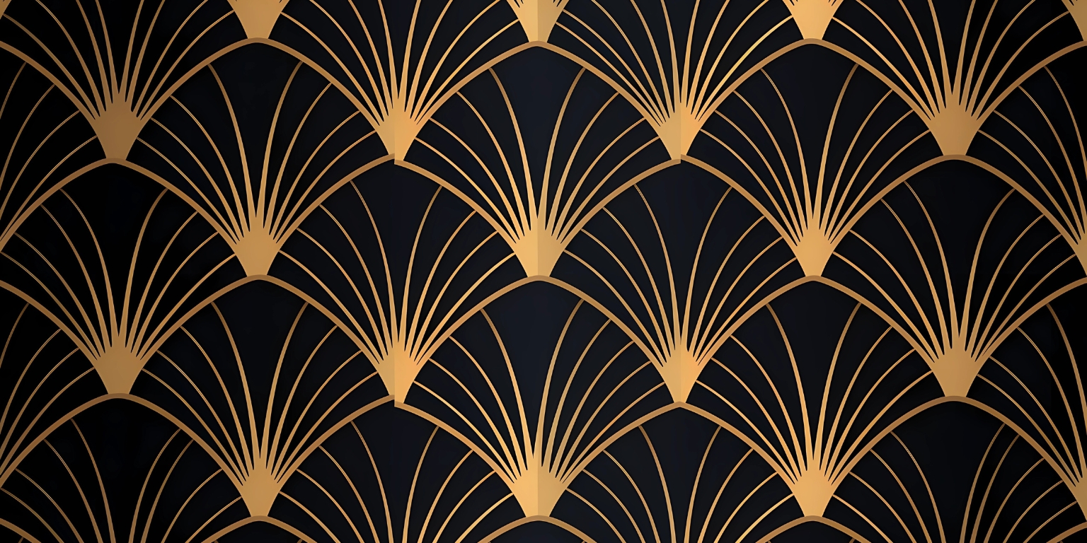 An Art Deco black and gold sunburst pattern