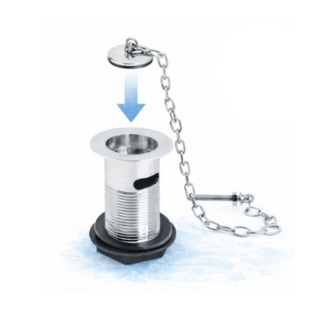 Illustration of a plug and chain basin waste