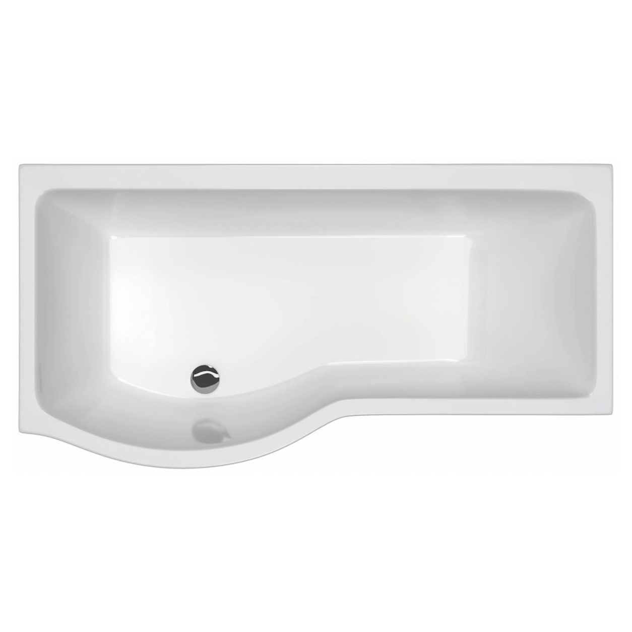 Cut out image of a P-shaped shower bath