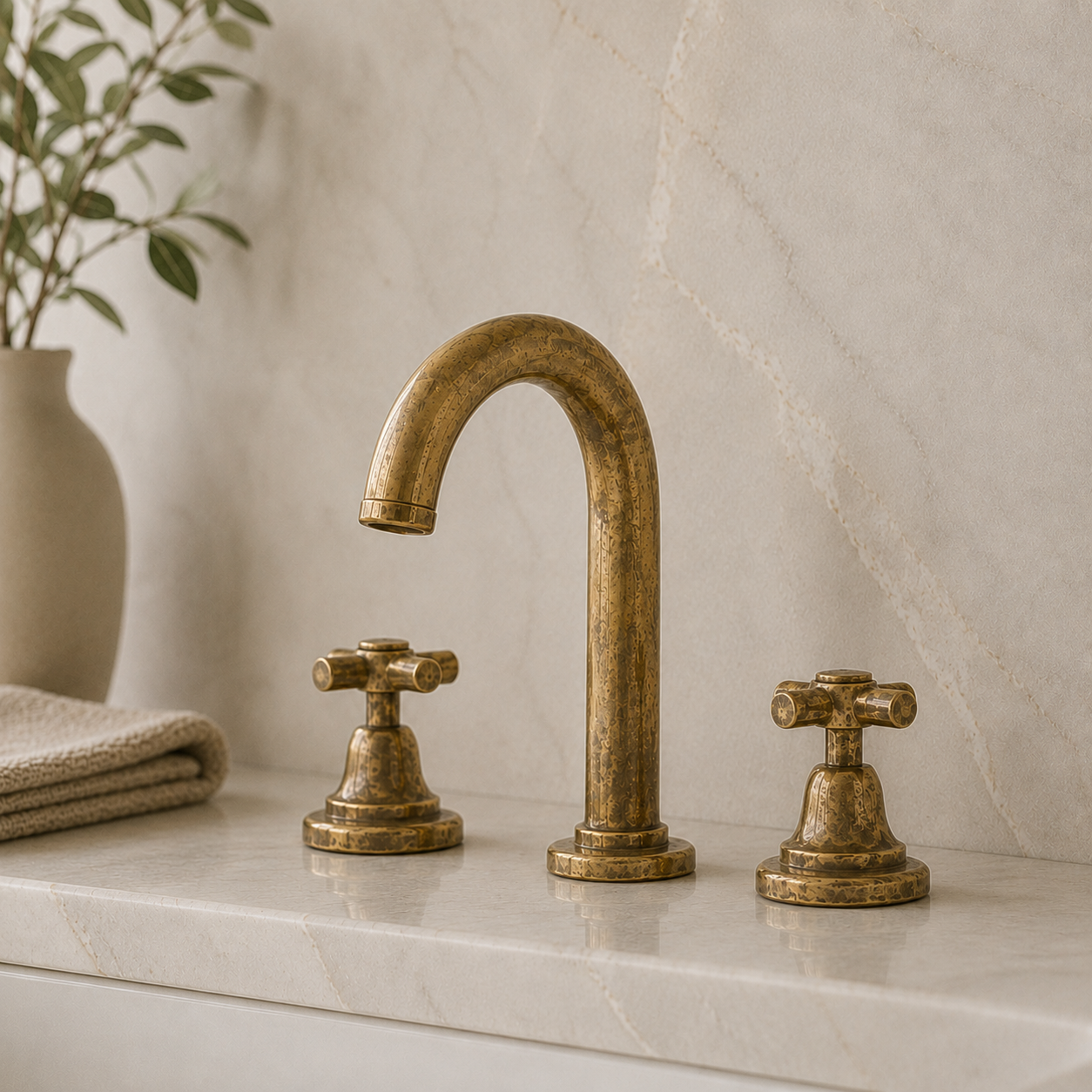 Lifestyle image showing an unlacquered bathroom finish