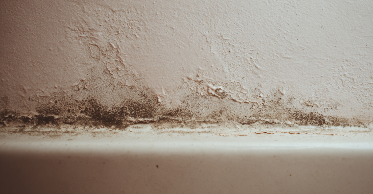 image of black mould on a bathroom wall