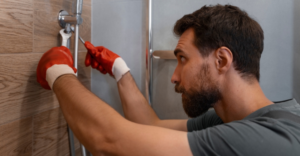image of black mould on a bathroom wall