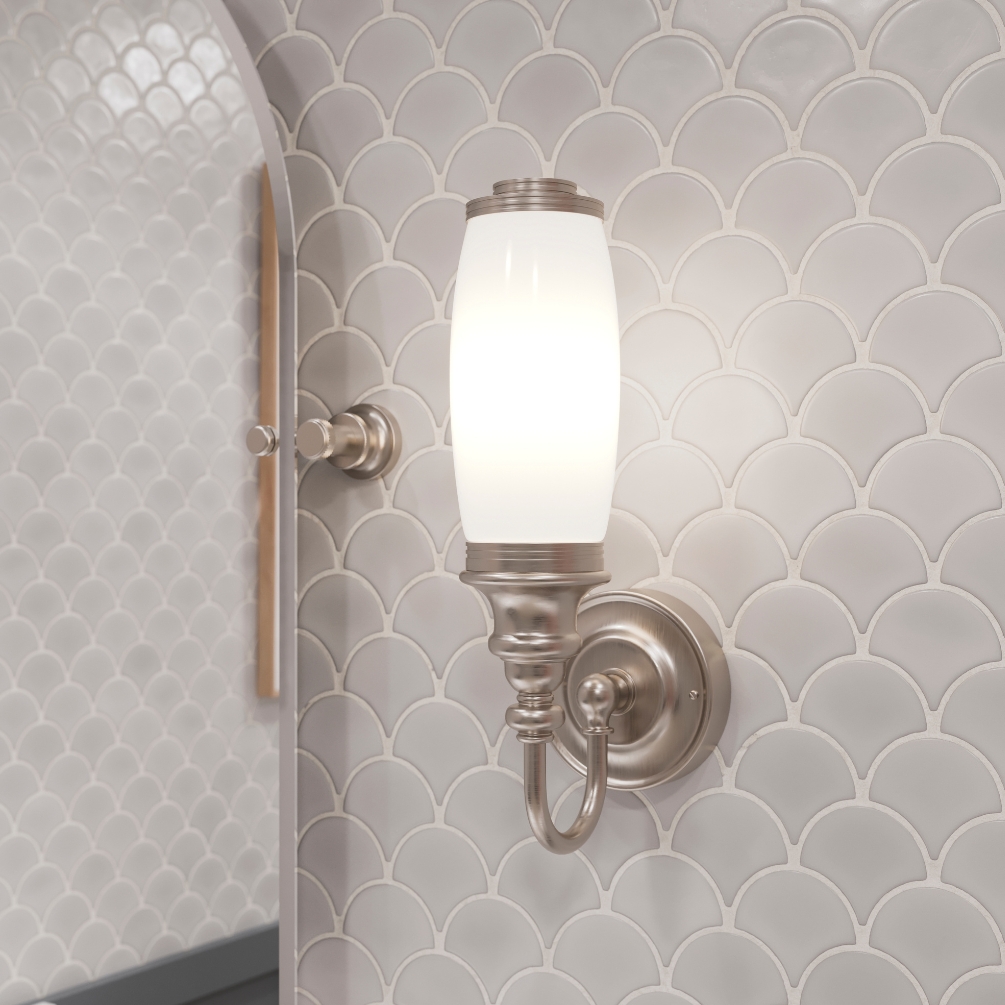 Lifestyle image of the Burlington Round Light With Chrome Base & Tube Frosted Glass Shade