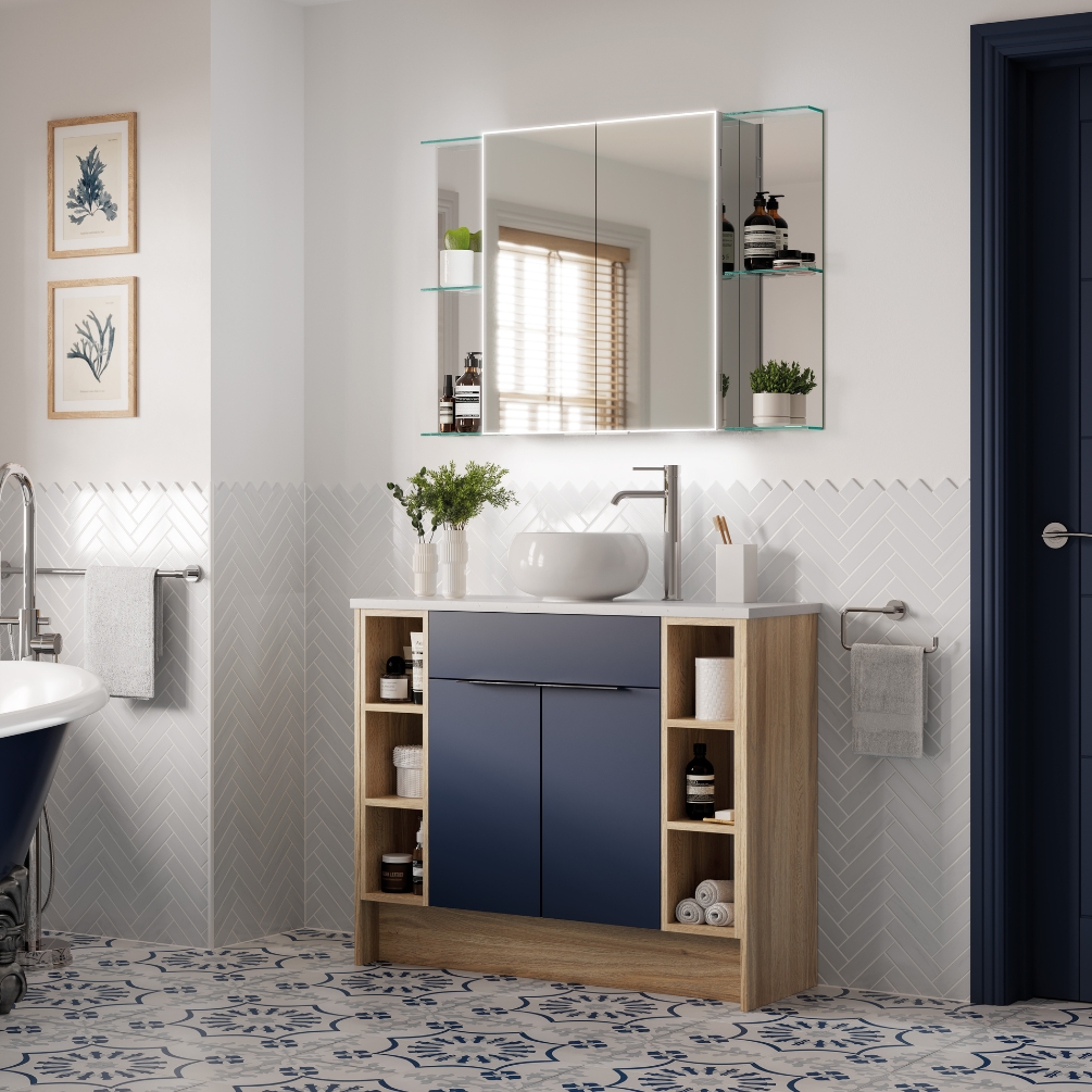 Lifestyle image of the hib. Exos LED Mirror Cabinet