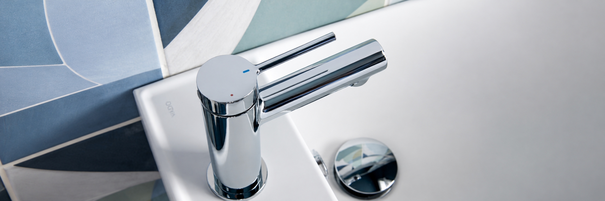 A Cold Start basin mixer tap on a Vado Safari Cloakroom Vanity Unit