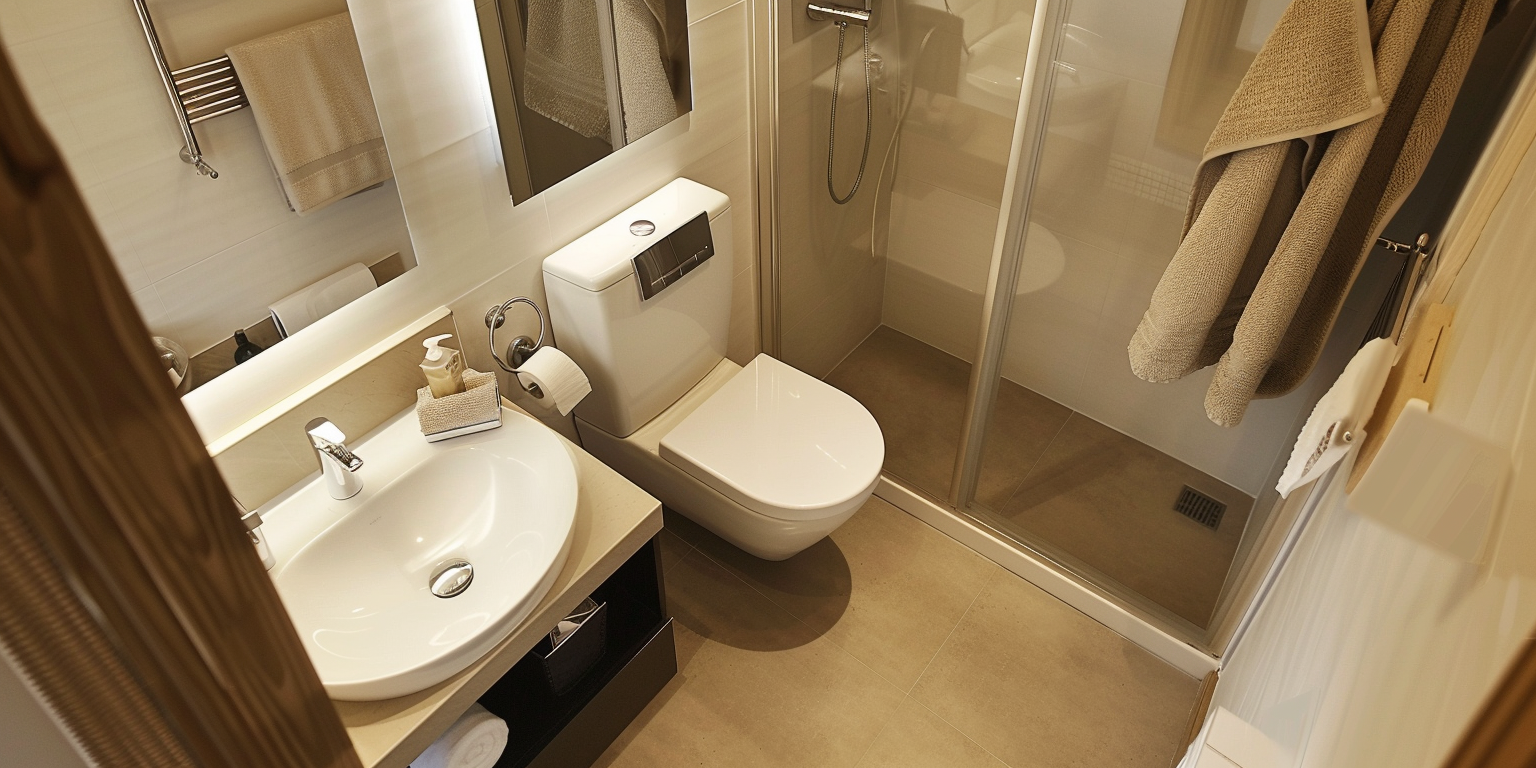 Lifestyle image of a cramped UK bathroom