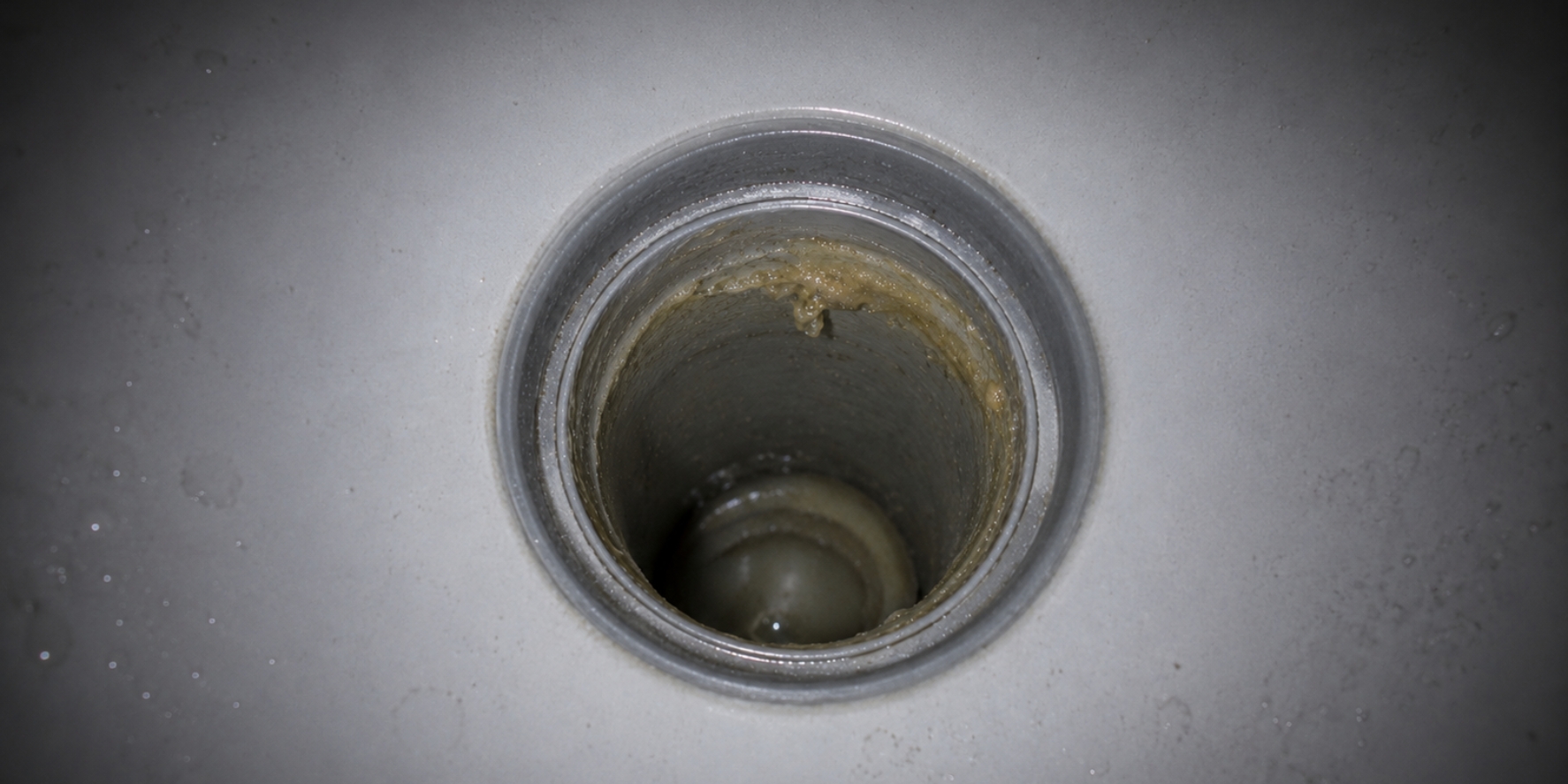 biofilm within a bathroom drain