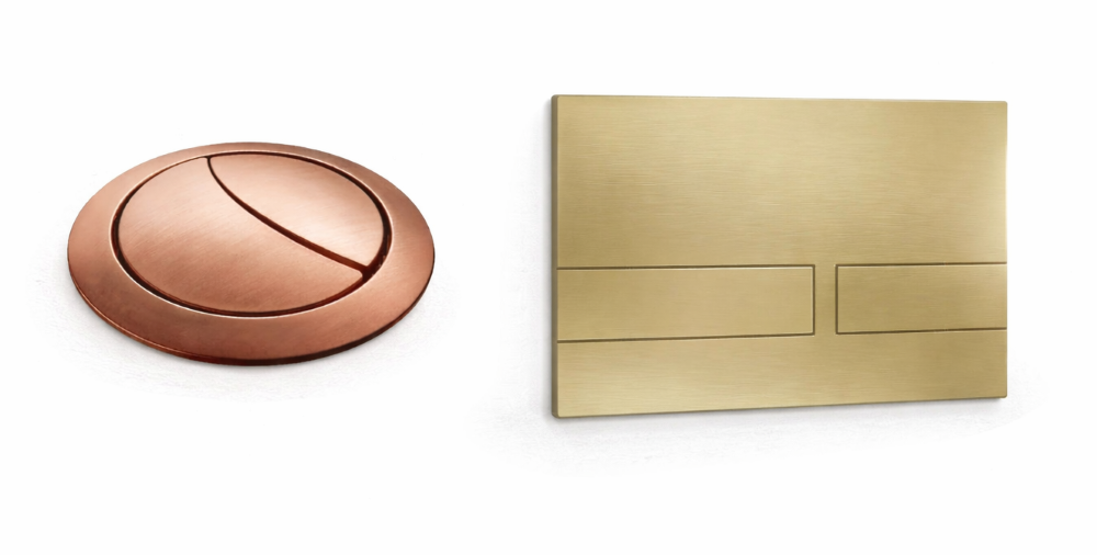 Toilet flush button and plate