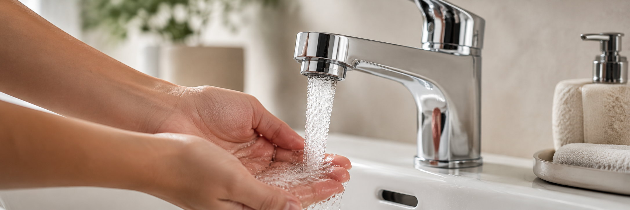 Image of hands being washed underneath an aerated tap