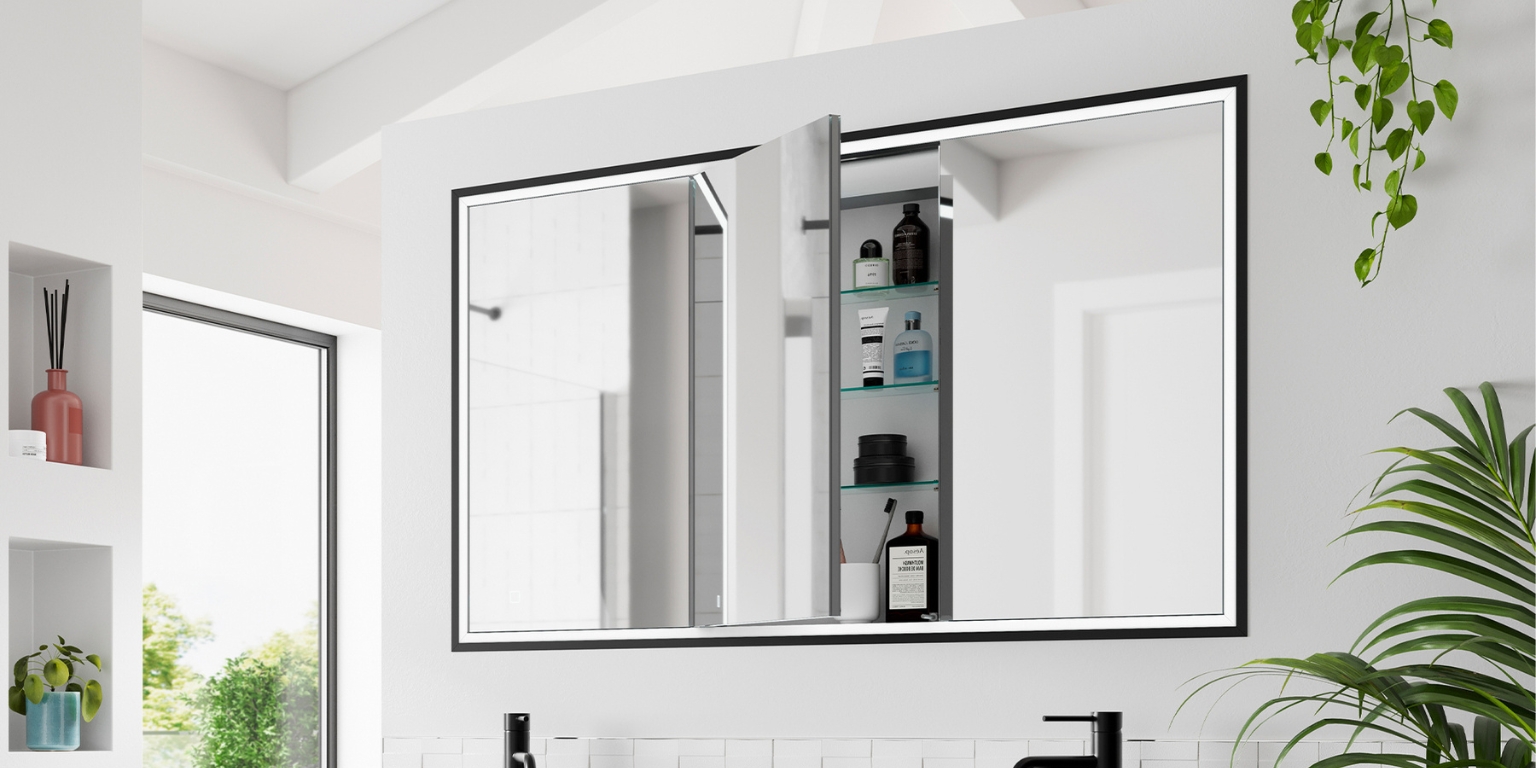 Lifestyle image of the hib. Vanquish 1200mm LED Recessed Mirror Cabinet