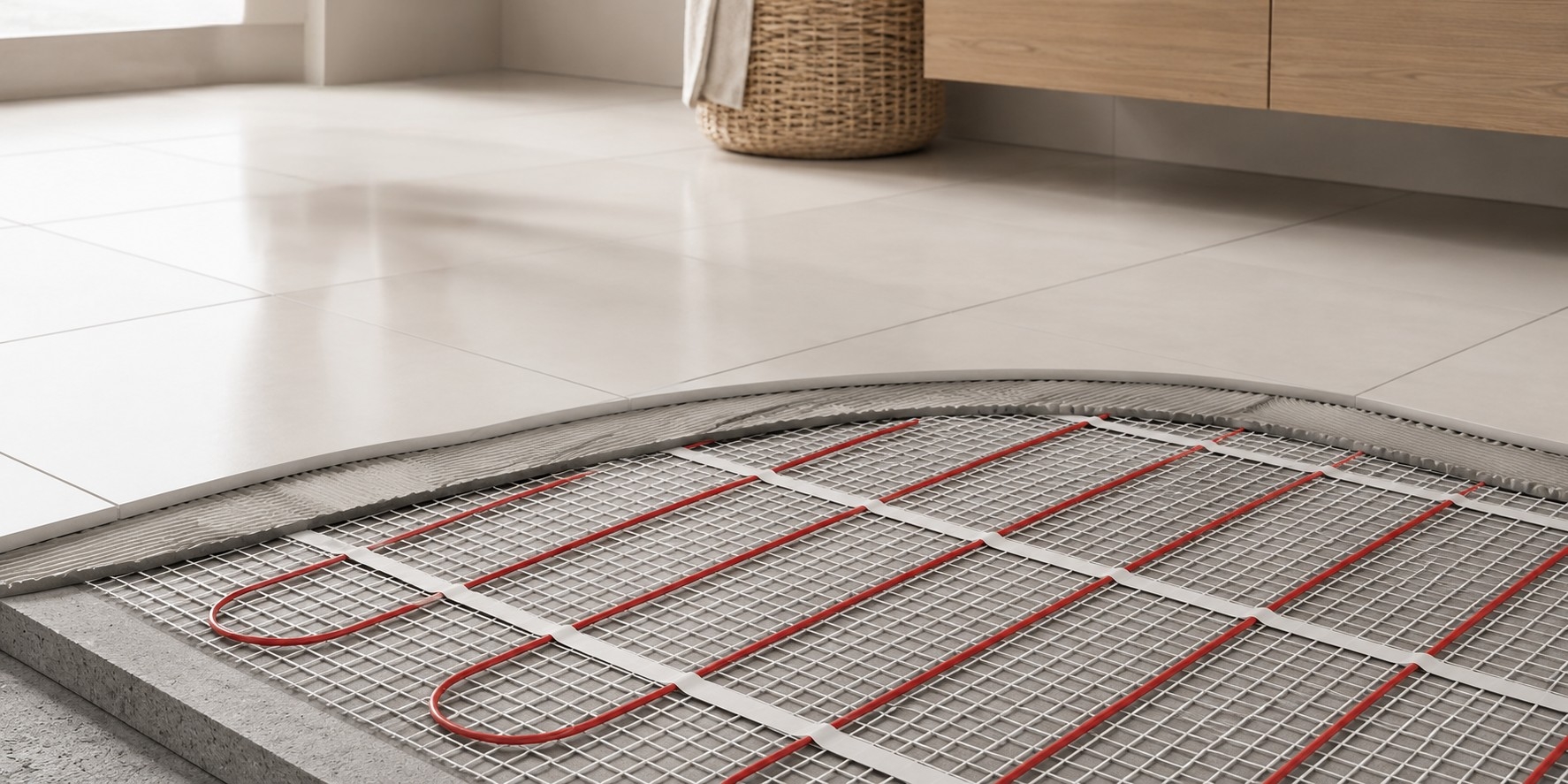 Underfloor heating being installed